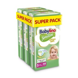 BABYLINO Sensitive Cotton Soft No5 11-16 Kg SuperPack, Πάνες με Απαλό Κάλυμμα με Βαμβάκι - 132τεμ (3x44)