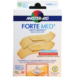 MASTER AID Forte Med, Αυτοκόλλητοι Επίδεσμοι Εμποτισμένοι Με Αντισηπτικό 2 Μεγέθη - 20τεμ
