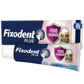 FIXODENT Plus Food Barrier, Fresh, Στερεωτική Κρέμα  για Τεχνητές Οδοντοστοιχίες - 40gr