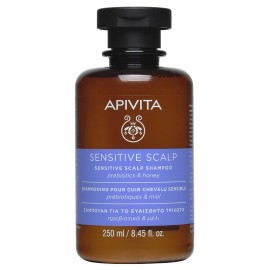 APIVITA Sensitive Scalp, Σαμπουάν Για Ευαίσθητο Τριχωτό με Πρεβιοτικά & Μέλι - 250ml