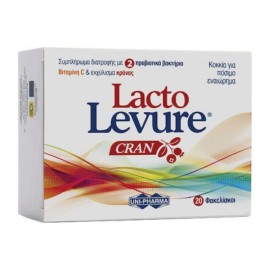 UNI-PHARMA Lacto Levure Cran, Συμπλήρωμα Διατροφής με Εκχύλισμα Cranberries & Προβιοτικά - 20 φακελίσκοι