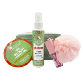 ALOE COLORS The Bloom Cosmetic Bag/ Hair & Body Mist με Λουλουδένιο Άρωμα -100ml & Lip Oil με pom pom Charm -5ml & ΔΩΡΟ Νεσεσέρ, 1σετ