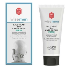 VICAN Wise Men Bald Head 3in1 Care Cream, Fresh, Αντηλιακή Kαταπραϋντική Kρέμα SPF20 - 100ml