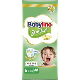 BABYLINO Sensitive Cotton Soft No6 13-18 Kg Value Pack, Πάνες με Απαλό Κάλυμμα με Βαμβάκι - 38τεμ