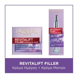 LOREAL PARIS Σετ Skincare Routine Revitalift Filler 40+, Day Cream - 50ml & Eye Cream -15ml