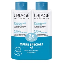 URIAGE Eau Micellaire Thermale Normal to Dry Skin, Ιαματικό Νερό Micellaire για Κανονικό προς Ξηρό Δέρμα - 2 x 500ml