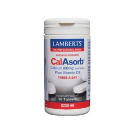LAMBERTS CalAsorb Calcium 800mg & Vitamin D3, Κιτρικό Ασβέστιο & Βιταμίνη D3 - 60tabs
