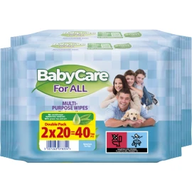 BABYCARE For All, Υγρά Μαντήλια Διαφόρων Χρήσεων - 2x20τεμ