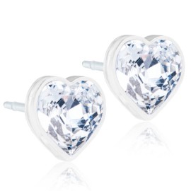 BLOMDAHL Medical Plastic Heart Crystal 6mm B / 181, Σκουλαρίκια απο Ιατρικό Πλαστικό - 1 ζευγάρι