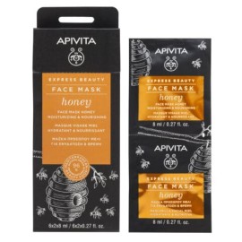 APIVITA Express Beauty Face Mask Honey, Μάσκα Προσώπου με Μέλι για Ενυδάτωση & Θρέψη - 2x8ml