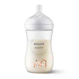 PHILIPS AVENT Natural Response 1m+, Πλαστικό Μπιμπερό με Σχέδιο Καμηλοπάρδαλη με Θηλή Σιλικόνης Ροής 3, SCY903/66, 260ml - 1τεμ