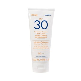KORRES Yoghurt Sunscreen Emulsion Body + Face SPF30, Αντηλιακό Γαλάκτωμα Σώματος + Προσώπου - 200ml