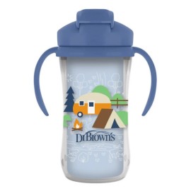 DR. BROWNS Insulated Straw Cup, Κύπελλο Θερμός με Καλαμάκι 12m+ 300ml, Μπλε -1τεμ