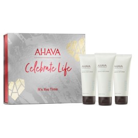 AHAVA Σετ Celebrate Life, Its Your Time, Mineral Body Lotion - 100ml, Mineral Hand Cream - 100ml & Mineral Shower Gel - 100ml