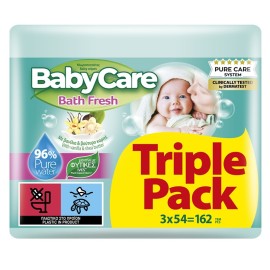 BABYCARE Bath Fresh with Vanilla & Shea Butter, Μωρομάντηλα με Βανίλια & Βούτυρο Καριτέ Τριπλή Συσκευασία - 3x54 = 162τεμ