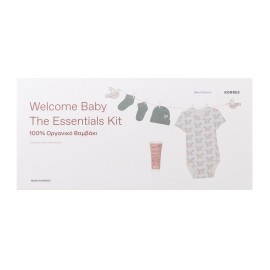 KORRES Σετ Welcome Baby The Essentials Kit, Κορμάκι + Καλτσάκια + Σκουφάκι από 100% Οργανικό Βαμβάκι & Nappy Cream - 20ml