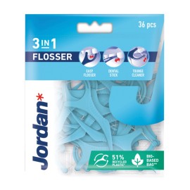 JORDAN 3-in-1 Flosser, Oδοντικό Nήμα, Mεσοδόντιο Σtick και Αξεσουάρ Καθαρισμού Γλώσσας -36τεμ