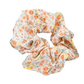 NOVITA Γυναικείο Oversize Scrunchie Μαλλιών Φλοράλ, Πορτοκαλί