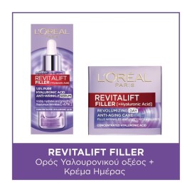 LOREAL PARIS Σετ Skincare Routine Revitalift Filler 35+, Hyaluronic Acid Serum Dropper - 30ml & Day Cream - 50ml