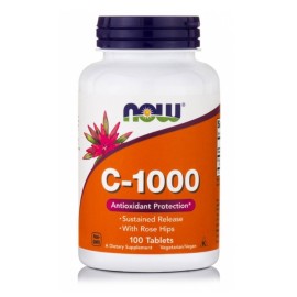 NOW FOODS Vitamin C 1000mg Sustained Release With Rose Hips, Βιταμίνη C Σταδιακής Αποδέσμευσης με Αγριοτριανταφυλλιά - 100tabs