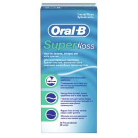 ORAL-B Superfloss, Ορθοδοντικό Νήμα - 50 τμήματα x 60εκ