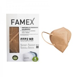 FAMEX Μάσκα Προστασίας KN95 FFP2, Καφέ, Κουτί - 10 τεμ