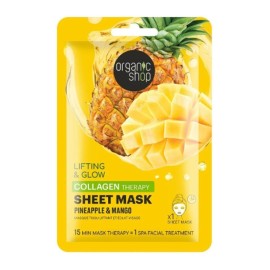 NATURA SIBERICA Organic Shop Sheet Mask Pineapple & Mango, Μάσκα Προσώπου για Σύσφιγξη & Λάμψη -1τεμ