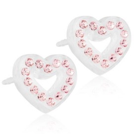 BLOMDAHL Medical Plastic 10mm Brilliance Heart Hollow Light Rose D / 272, Σκουλαρίκια απο Ιατρικό Πλαστικό - 1 ζευγάρι