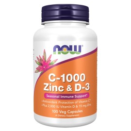 NOW FOODS C-1000 Zinc & D-3 Seasonal Immune Support, Συμπλήρωμα Διατροφής για την Ενίσχυση του Ανοσοποιητικού - 100caps