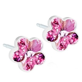 BLOMDAHL Medical Plastic Flower Light Rose 6mm B / 185, Σκουλαρίκια από Ιατρικό Πλαστικό - 1 ζευγάρι