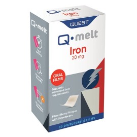 QUEST Q Melt Iron 20mg, Συμπλήρωμα Σιδήρου σε Μορφή Ταινιών -30τεμ