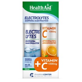 HEALTH AID Electrolytes, Ηλεκτρολύτες - 20αναβρ. δισκία  & Vitamin C 1000mg, Βιταμίνη C - 20αναβρ. δισκία