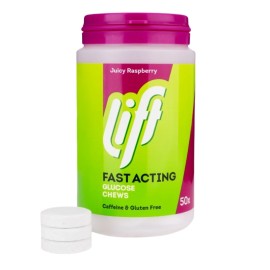 GLUCOTABS Lift Fast Acting Juicy Rasberry, Ταμπλέτες Γλυκόζης με Γεύση Βατόμουρο -50 tabs