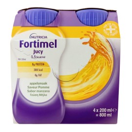 NUTRICIA Fortimel Jucy Apple Flavor, Πόσιμο Θρεπτικό Συμπλήρωμα Υψηλής Ενέργειας με Γεύση Μήλο -4τεμ x 200ml