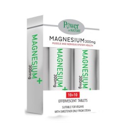 POWER OF NATURE Magnesium 300mg, Μαγνήσιο με Στέβια - 2 x 10 αναβρ.δισκία