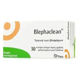 THEA Blephaclean, Στείρα Εμποτισμένα Μαντηλάκια για την Υγιεινή των Βλεφάρων - 30τεμ