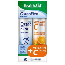 HEALTH AID OsteoFlex Fizzy Lemon, Συμπλήρωμα Διατροφής για την Υγεία των Αρθρώσεων - 20 αναβρ. δισκία & Vitamin C 1000mg Orange, Βιταμίνη C - 20 αναβρ. δισκία