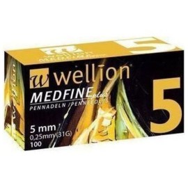 WELLION Medfine Plus 5mm 0,25mm (31G) Βελόνες Πένας Ινσουλίνης - 100τεμ