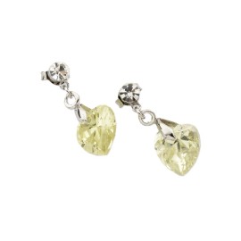 NOVITA Σκουλαρίκια Μεταλλικά με Στράς και Ζιργκόν σε Σχήμα Καρδιά -1 ζευγάρι