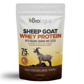 BIOLOGOS Sheep Goat Whey Protein, Αιγοπρόβεια Ελληνική Πρωτεΐνη Με Βιολογική Μπανάνα και κακάο Βιολόγος -500g
