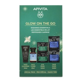 APIVITA Promo Glow on the Go, Black Detox Cleanser Μαύρο gel Καθαρισμού Πρόσωπο & Μάτια -50ml &  Λοσιόν Ενυδάτωσης κατά των Ατελειών -20ml & Μάσκα Προσώπου Θαλάσσια Λεβάντα -2x8ml & Μάσκα Ματιών Ginkgo Biloba -2x2ml, 1σετ