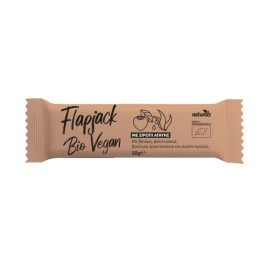 NATURALS Flapjack Bio Vegan, Βιολογική Μπάρα Βρώμης με Φουντούκια, Βούτυρο Φουντουκιού & Σιρόπι Αγαύης - 50gr