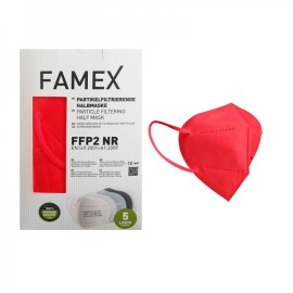 FAMEX Μάσκα Προστασίας KN95 FFP2, Κόκκινη, Κουτί - 10 τεμ