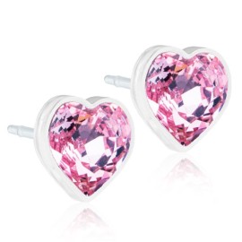 BLOMDAHL Medical PlasticHeart Light Rose 6mm B / 196, Σκουλαρίκια απο Ιατρικό Πλαστικό - 1 ζευγάρι