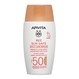APIVITA Bee Sun Safe Daily Age Repair Dry Touch Tinted, Λεπτόρευστη Κρέμα Προσώπου κατά των Πανάδων & Ρυτίδων SPF50 με Χρώμα -50ml