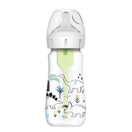 DR. BROWNS Natural Flow Options+ Plastic Baby Bottle, Μπιμπερό Πλαστικό Κατά των Κολικών με Φαρδύ Λαιμό 270ml, 0m+, Δεινόσαυροι - 1τεμ
