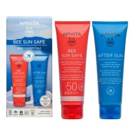 APIVITA Promo Bee Sun Safe Beach Essentials Hydra Fresh Face & Body Milk, Ενυδατικό, Αντηλιακό Γαλάκτωμα Υψηλής Προστασίας για Πρόσωπο και Σώμα - 100ml & After Sun Gel- Cream -100ml, 1σετ