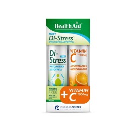 HEALTH AID Di- Stress Fizzy, Συμπλήρωμα Διατροφής Κατά του Στρες- 20αναβρ. δισκία & Vitamin C 1000mg, Βιταμίνη C - 20αναβρ. δισκία