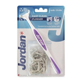 JORDAN Easy Clean Flosser, Σύστημα Οδοντικού Νήματος με Λαβή -1τεμ. & -20τεμ. Ανταλλακτικά Νήματα