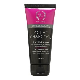 FRESH LINE Active Charcoal 2in1 Mask & Scrub, Μάσκα & Απολέπιση Ενεργός Άνθρακας - 100ml